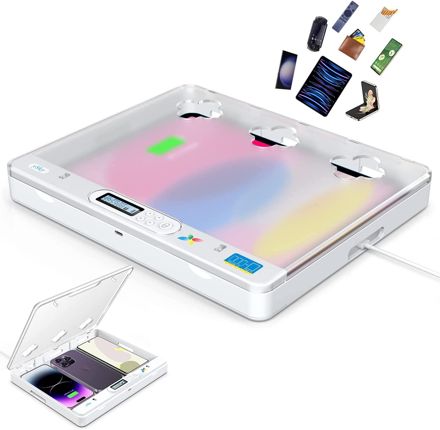 Toddler Tablet Accessories - 아이패드 아이폰/휴대폰용 타이머 잠금 상자/태블릿/접이식 휴대폰/컨트롤러/TV