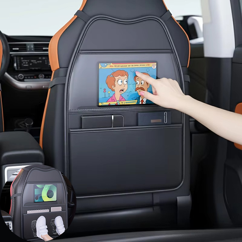 Toddler Tablet Accessories - 고급 PU 가죽 자동차 시트 킥프루프